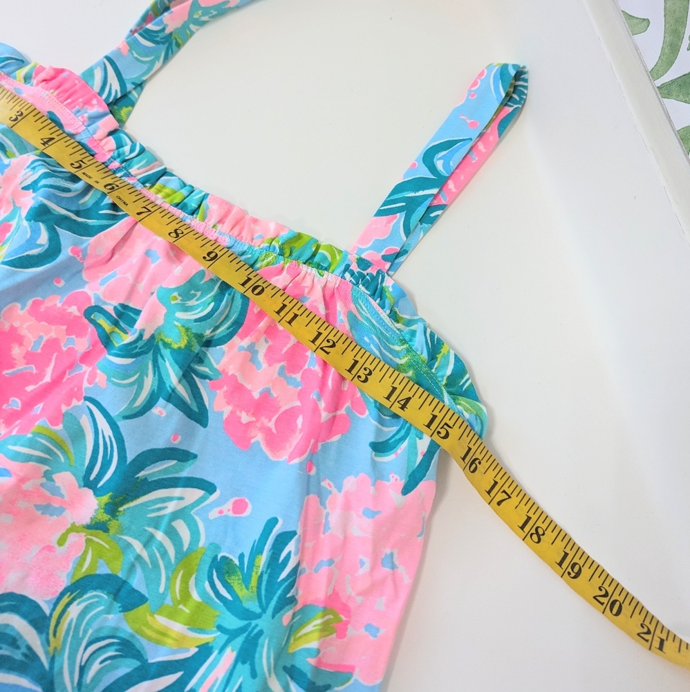 Lilly Pulitzer Pink & Teal Floral Ruffle Tank Top - Picture 8 of 10